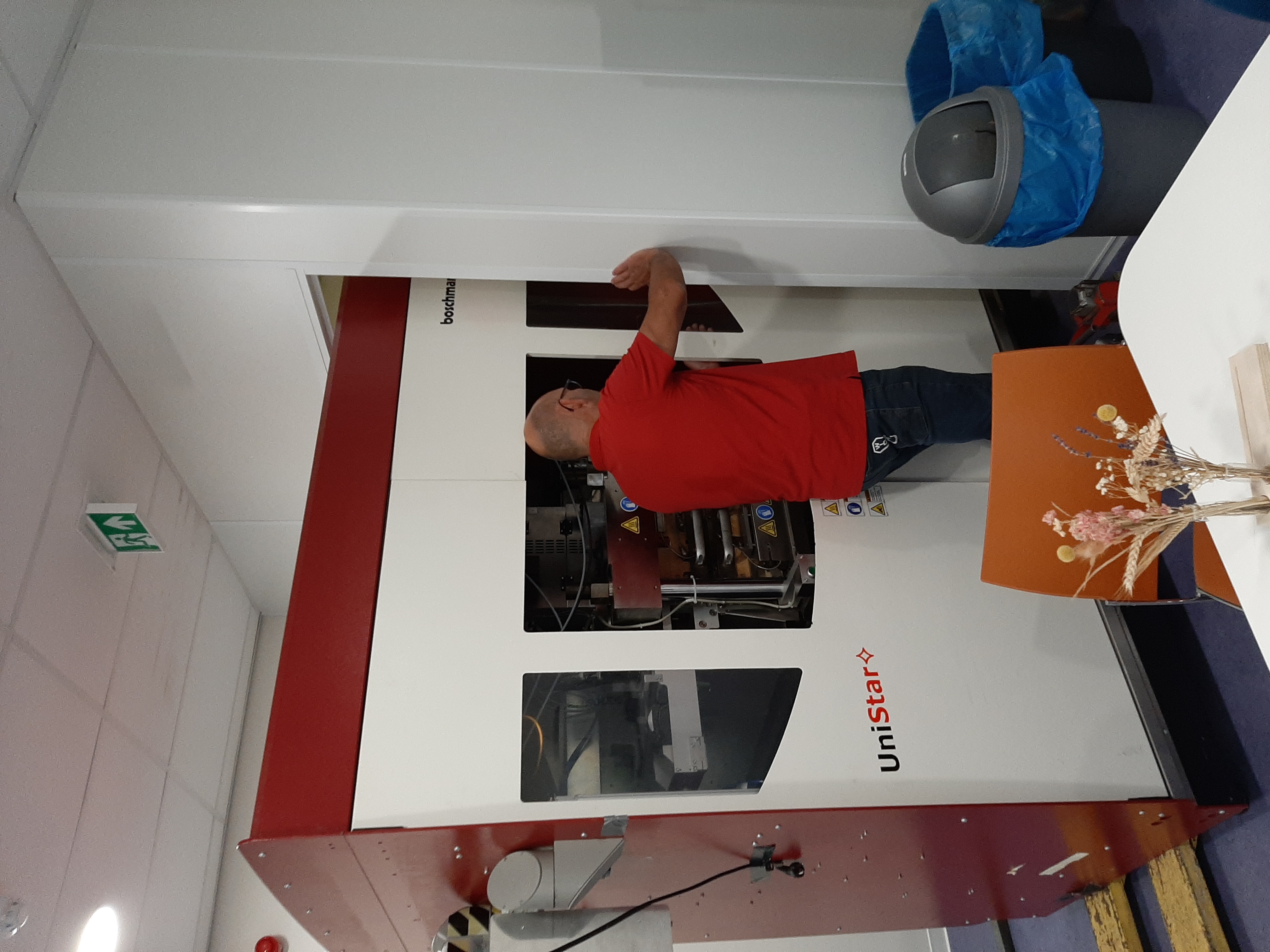 Big machine just fits trough a door